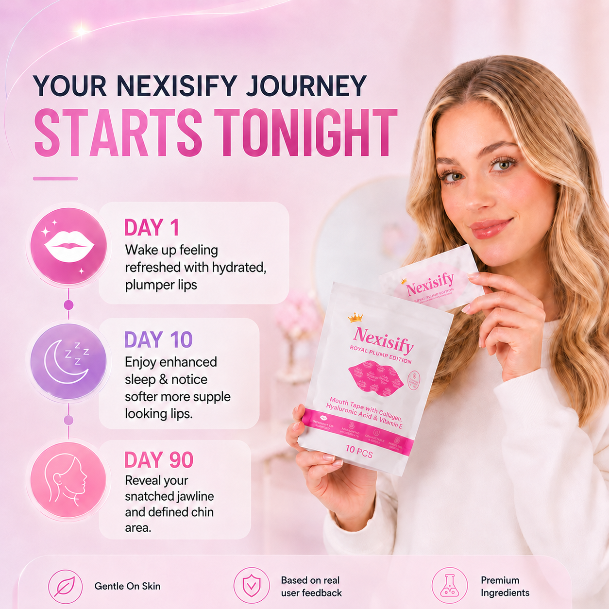 💋 Nexisify Royal Plump Lip Tape — Buy 1 Get 1 Free Sale ✨ Hydrating Collagen Mouth Tape