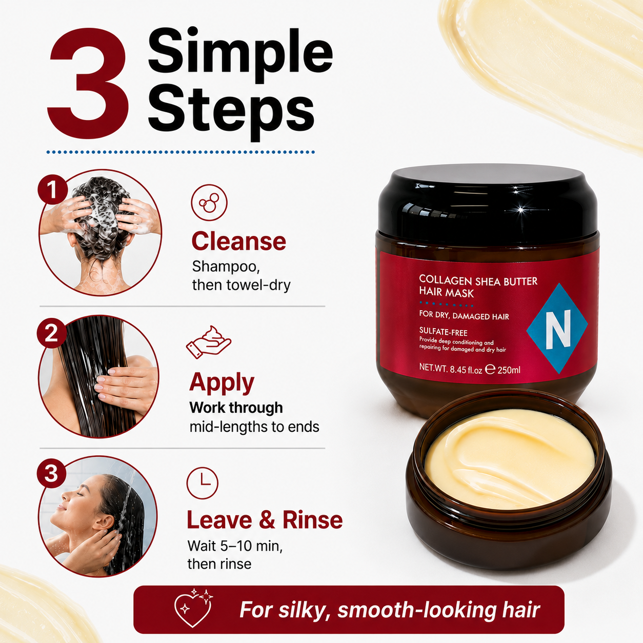 🔥Last Day 50% OFF!!Nexisify Collagen Shea Butter Repair Hair Mask