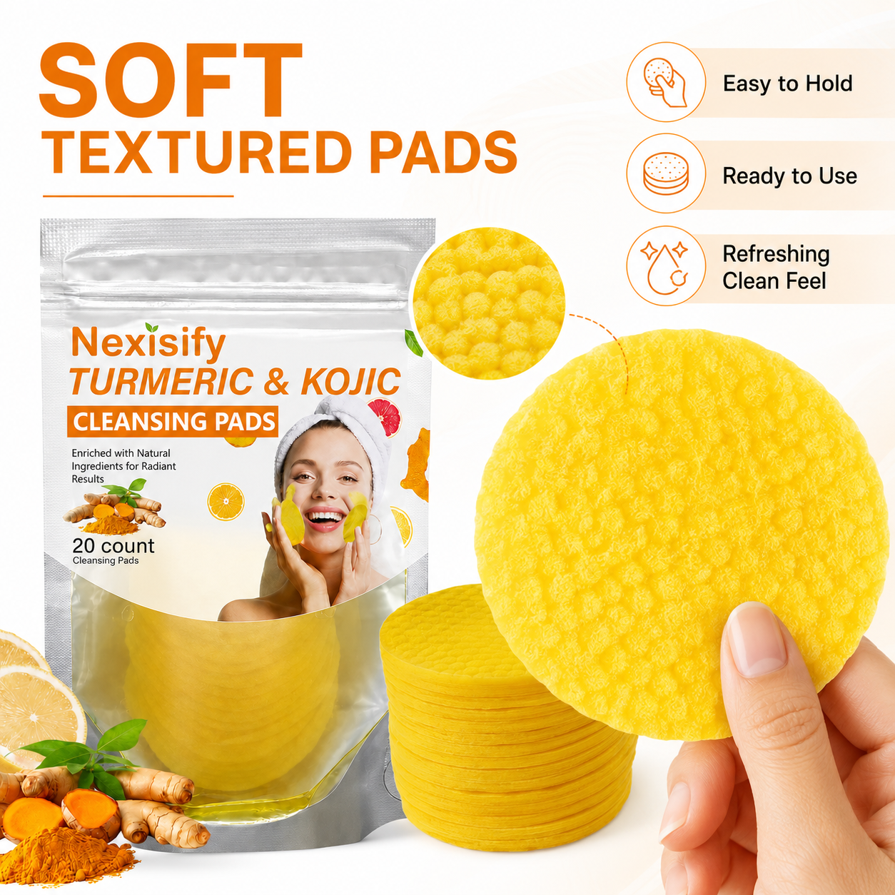 🔥LAST DAY 50% OFF!!Nexisify Turmeric Kojic Acid Cleansing Pads