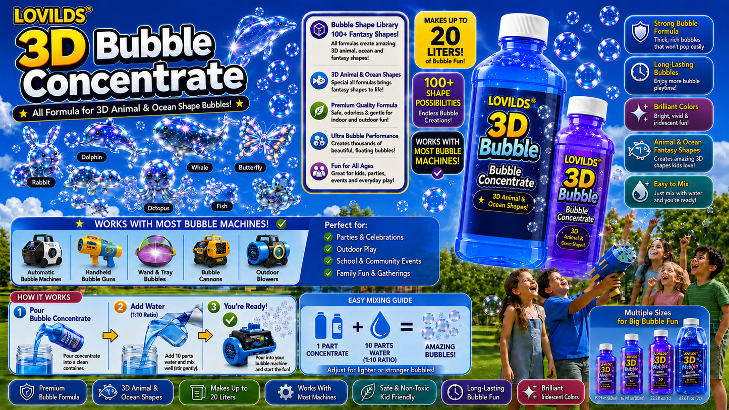 LOVILDS 3D Bubble Concentrate Animal &Ocean Fantasy Theme