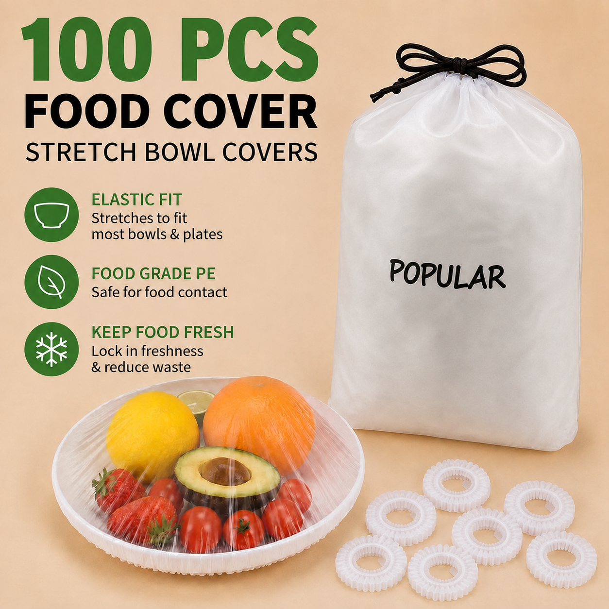 🔥LAST DAY 50% OFF!!100PCS Disposable Stretch Food Covers | Eco-Safe, BPA-Free & Naturally Biodegradable for Bowls & Plates 🥡