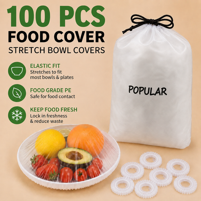 🔥LAST DAY 50% OFF!!100PCS Disposable Stretch Food Covers | Eco-Safe, BPA-Free & Naturally Biodegradable for Bowls & Plates 🥡