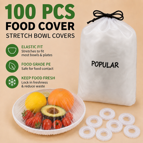 🔥LAST DAY 50% OFF!!100PCS Disposable Stretch Food Covers | Eco-Safe, BPA-Free & Naturally Biodegradable for Bowls & Plates 🥡