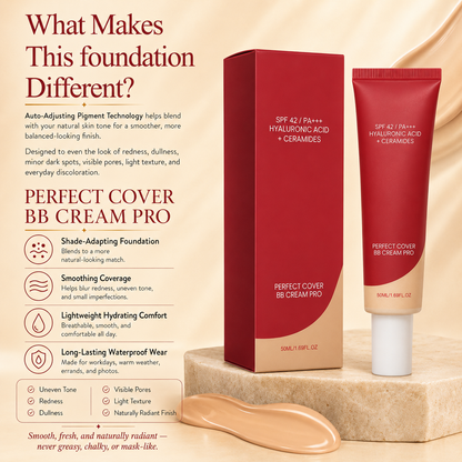 LAST DAY — BUY 1 GET 1 FREE 💜 PERFECT COVER BB CREAM PRO — Poreless Perfection, Even-Looking Skin Tone & Lightweight Coverage