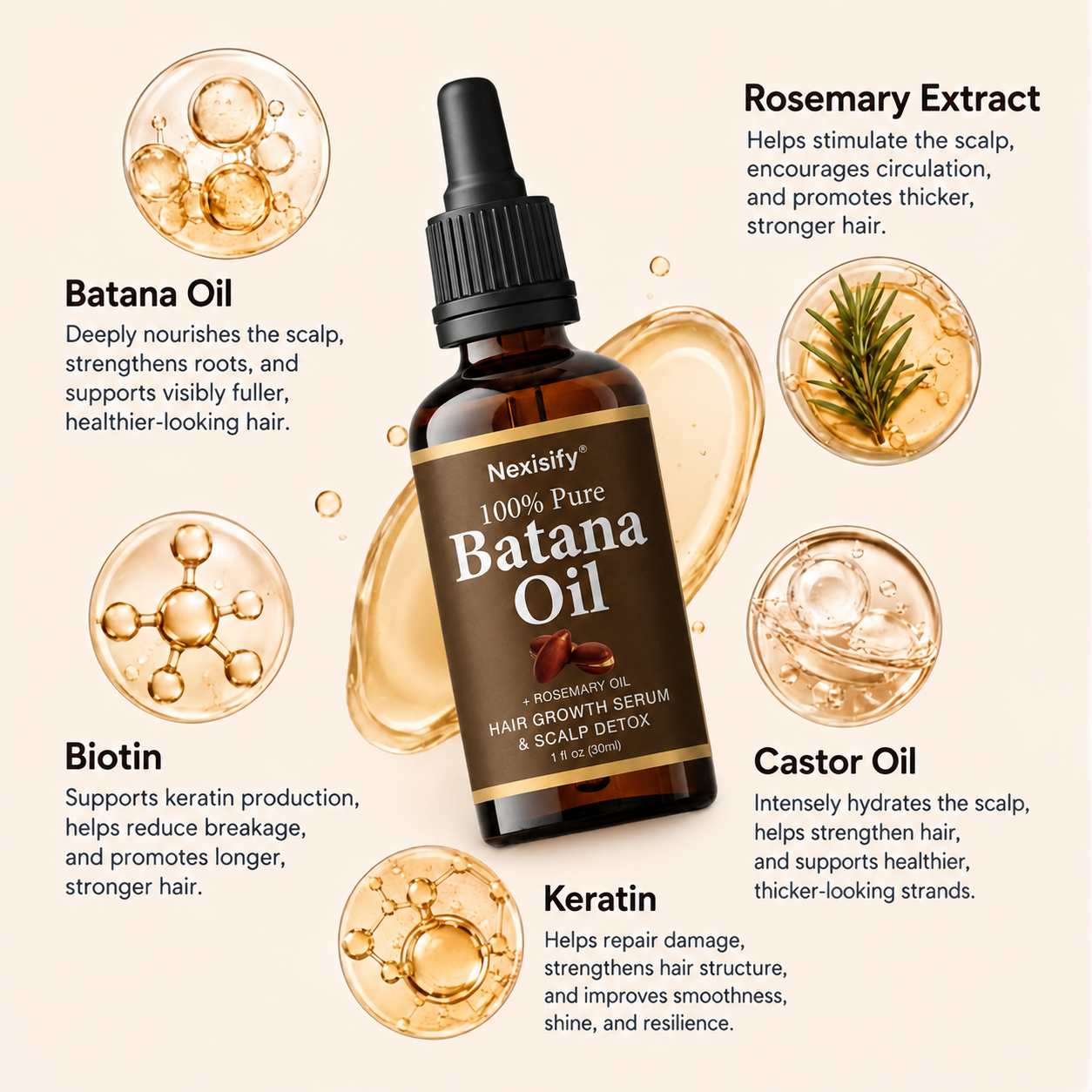 🔥LAST DAY 50% OFF!!Advanced Batana Oil Hair Regrowth Therapy | Reverse Thinning Hair & Receding Hairline🌱