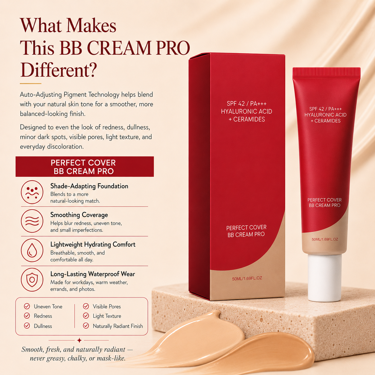 LAST DAY — BUY 1 GET 1 FREE 💜 PERFECT COVER BB CREAM PRO — Poreless Perfection, Even-Looking Skin Tone & Lightweight Coverage
