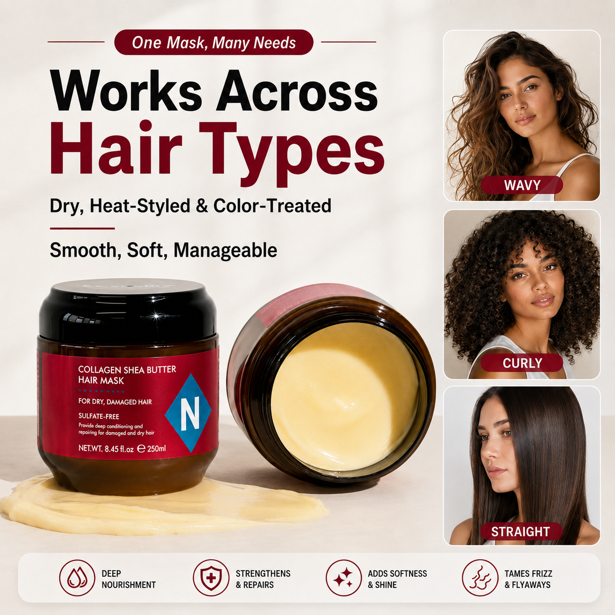 🔥Last Day 50% OFF!!Nexisify Collagen Shea Butter Repair Hair Mask