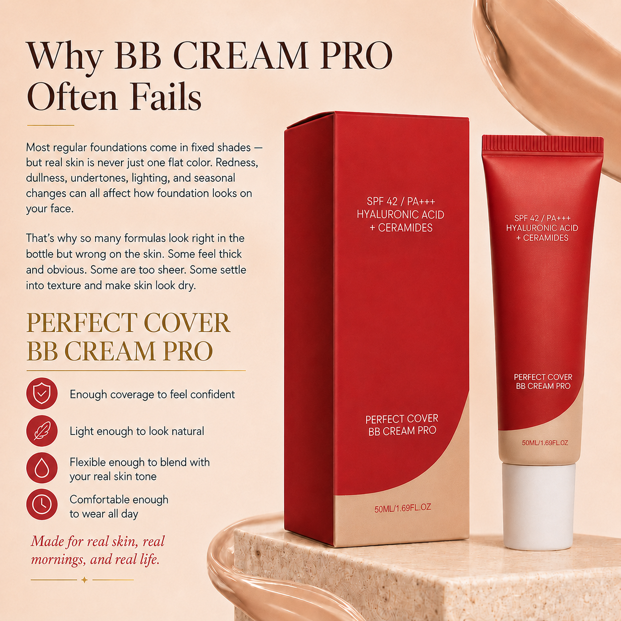 LAST DAY — BUY 1 GET 1 FREE 💜 PERFECT COVER BB CREAM PRO — Poreless Perfection, Even-Looking Skin Tone & Lightweight Coverage
