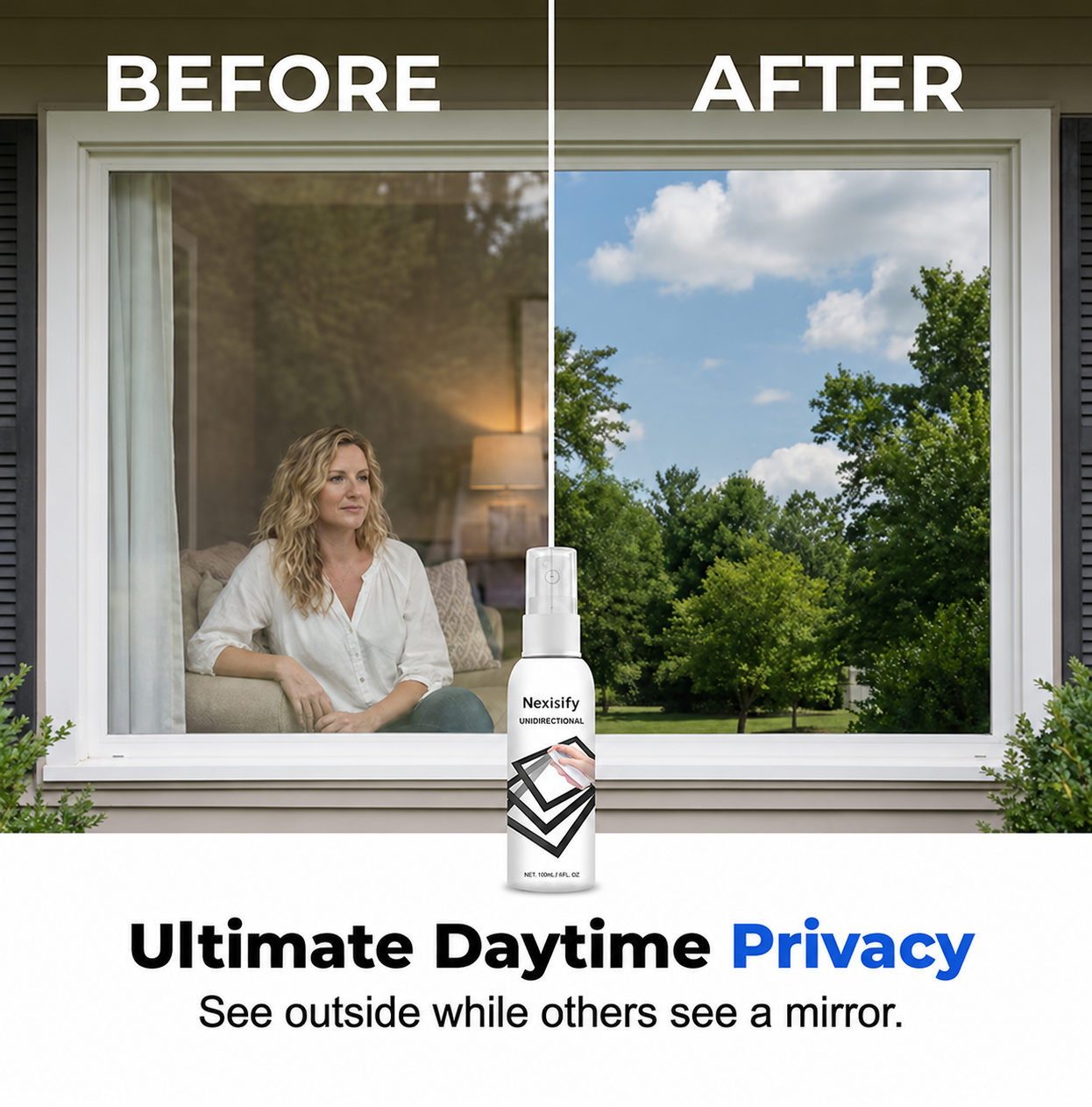 69% OFF Reflective Window Spray | Unidirectional Mirror Privacy Shield for Home & Car