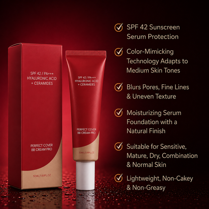 LAST DAY — BUY 1 GET 1 FREE 💜 PERFECT COVER BB CREAM PRO — Poreless Perfection, Even-Looking Skin Tone & Lightweight Coverage