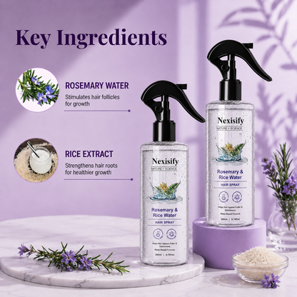 Nexisify Rosemary Rice Water Hair Mist for Soft Smooth Non Greasy Hair