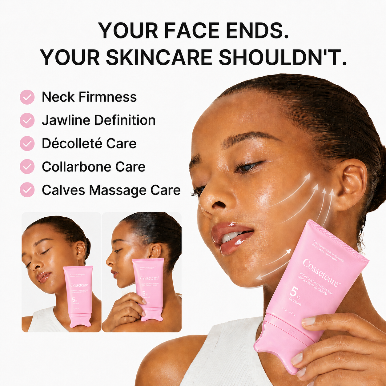 🦢Neck Wrinkle Eraser! Built-In Gua Sha Cream w/5% Anemarrhena Root Complex + PDRN Korean Skincare