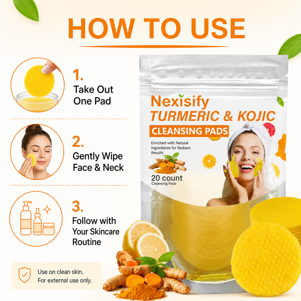🔥LAST DAY 50% OFF!!Nexisify Turmeric Kojic Acid Cleansing Pads