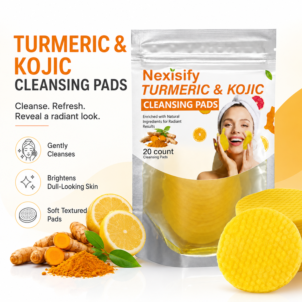 🔥LAST DAY 50% OFF!!Nexisify Turmeric Kojic Acid Cleansing Pads