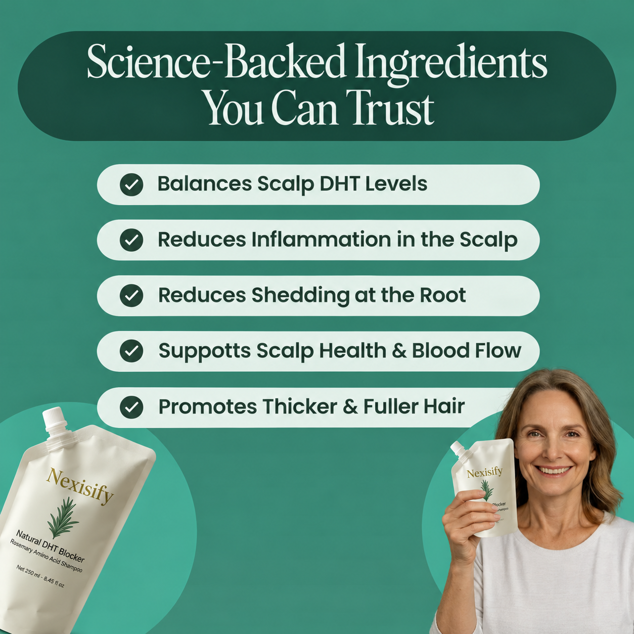 Nexisify Rosemary Amino Acid Shampoo– Repair, Nourish & Strengthen – Reduces Hair Fall