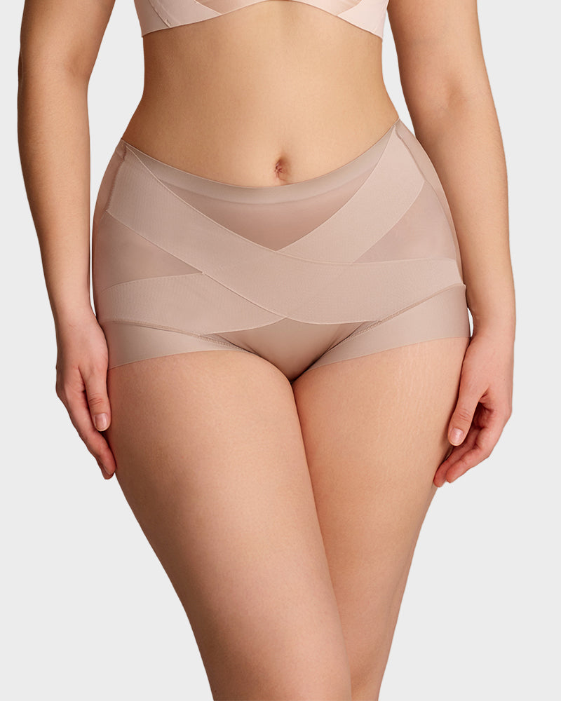 🔥LAST DAY 50% OFF!!High-Waist Cross Design Compression Shaping Panties