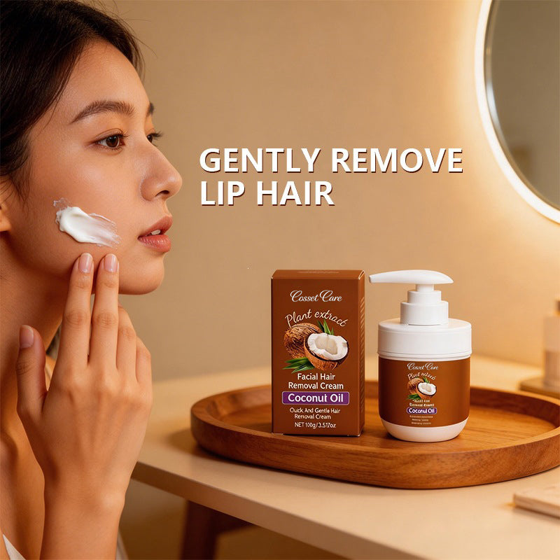 🔥Coconut oil facial hair removal cream - gentle and non-irritating