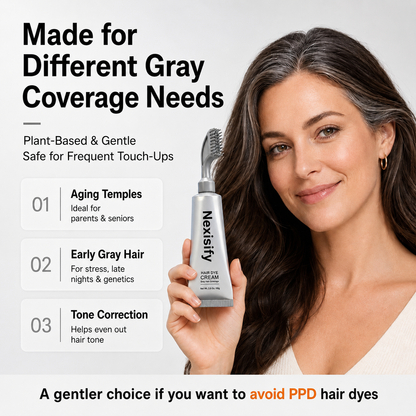 🔥LAST DAY 59% OFF!!Nexisify Unisex Grey Coverage Hair Dye with Hair Care