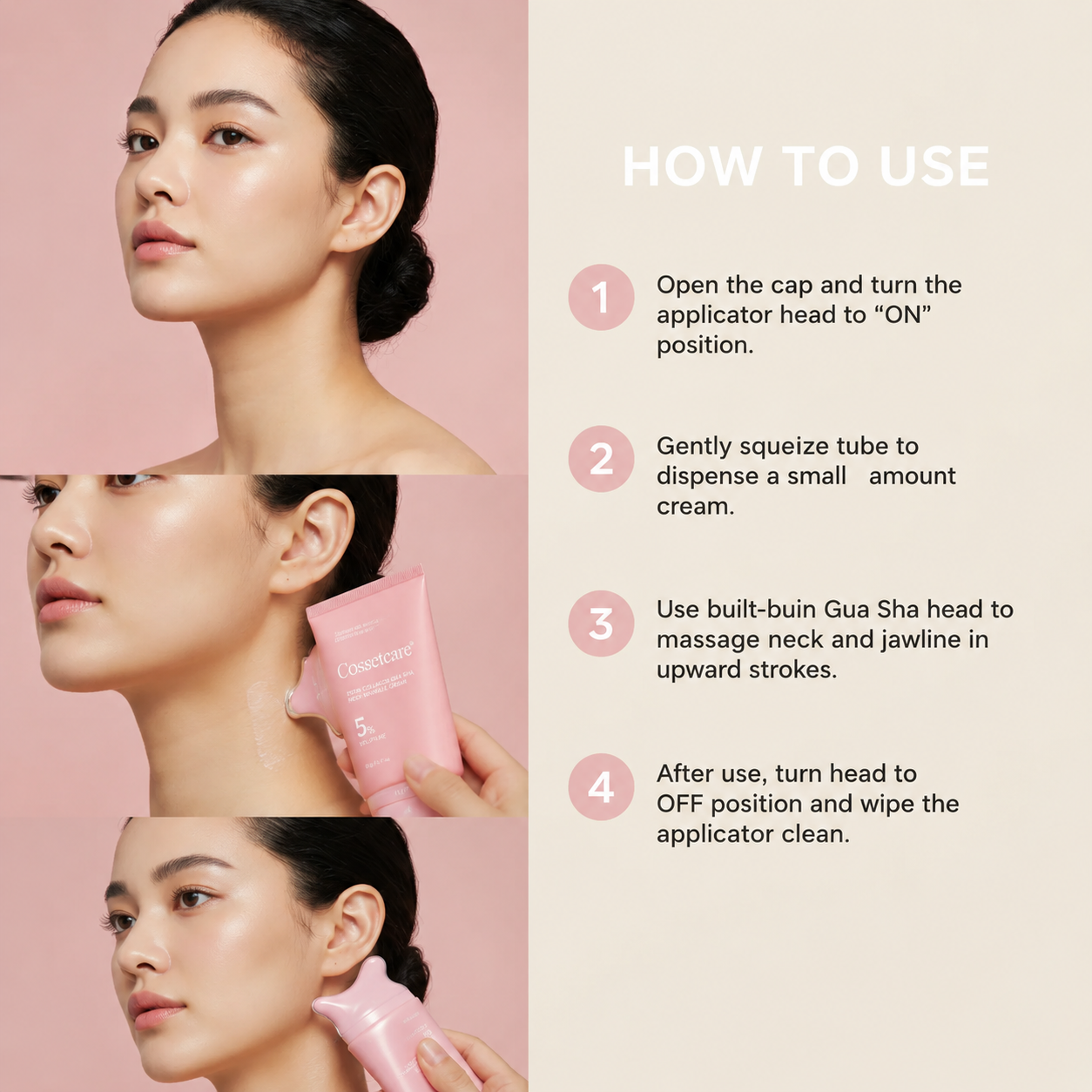🦢Neck Wrinkle Eraser! Built-In Gua Sha Cream w/5% Anemarrhena Root Complex + PDRN Korean Skincare