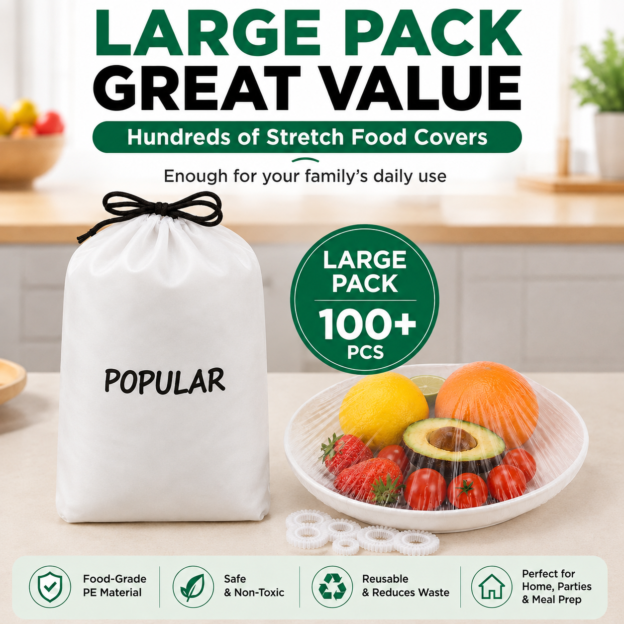 🔥LAST DAY 50% OFF!!100PCS Disposable Stretch Food Covers | Eco-Safe, BPA-Free & Naturally Biodegradable for Bowls & Plates 🥡