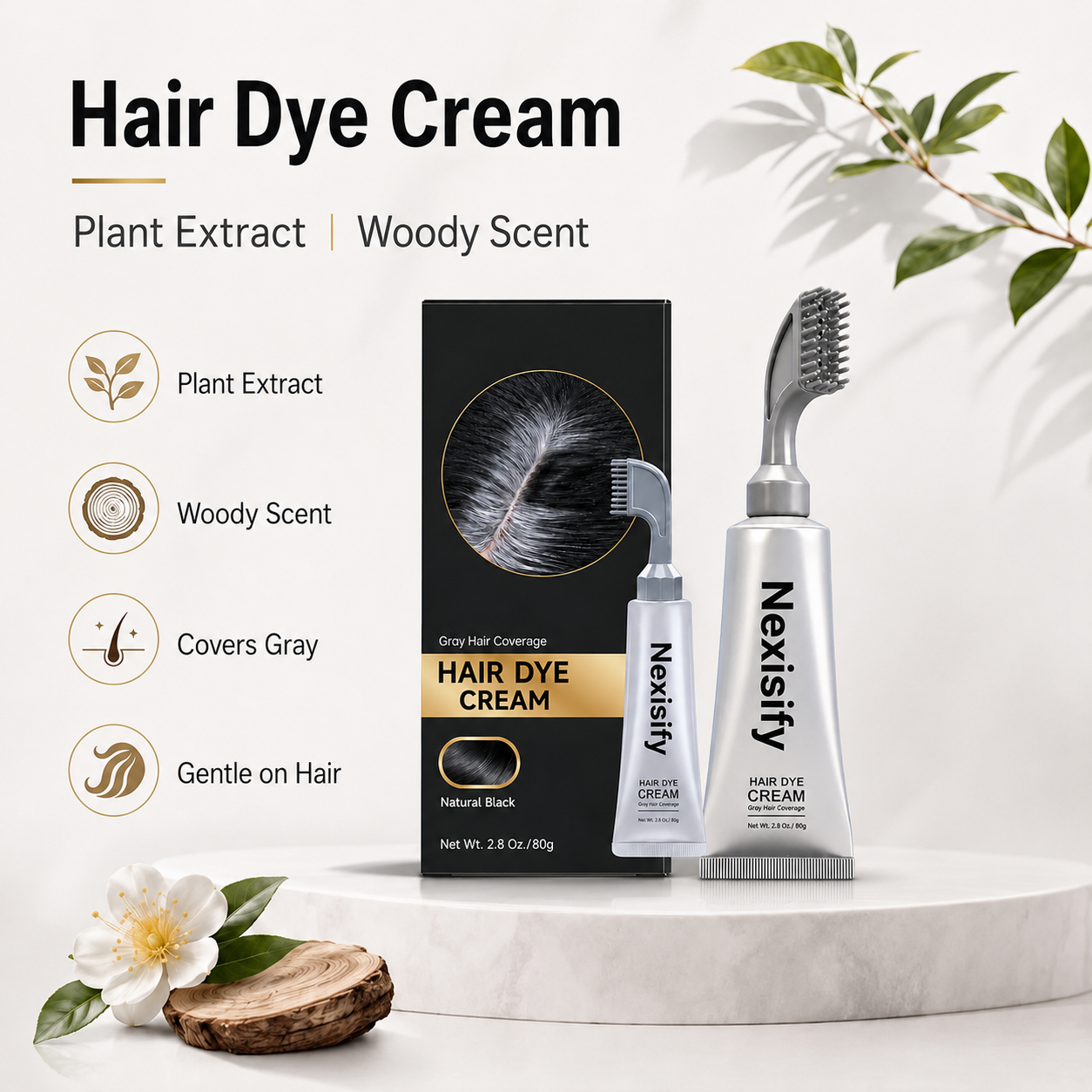 🔥LAST DAY 59% OFF!!Nexisify Unisex Grey Coverage Hair Dye with Hair Care